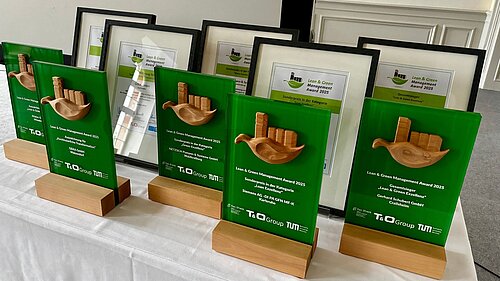 Die Pokale des Lean & Green Management Award 2025